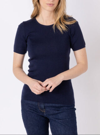 Tee-shirt thermique femme en laine merinos bleu marine par la marque MAISON SOLFIN MAISON SOLFIN - Tee-shirt thermique femme en laine merinos bleu marine
