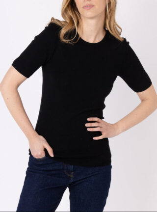 Tee-shirt thermique femme en laine merinos noir par la marque MAISON SOLFIN MAISON SOLFIN - Tee-shirt thermique femme en laine merinos noir