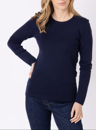 Tee-shirt thermique manches longues femme en laine merinos bleu marine par la marque MAISON SOLFIN MAISON SOLFIN - Tee-shirt thermique manches longues femme en laine merinos bleu marine