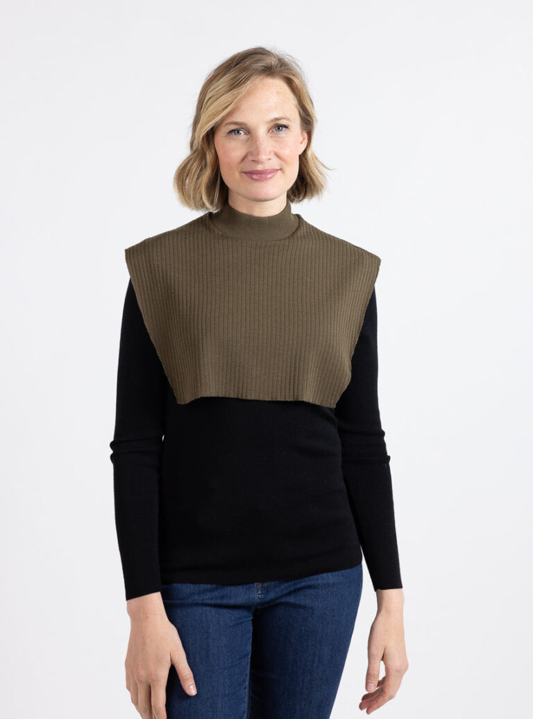 Maison Solfin - Col plastron mixte laine mérinos vert jonc – U