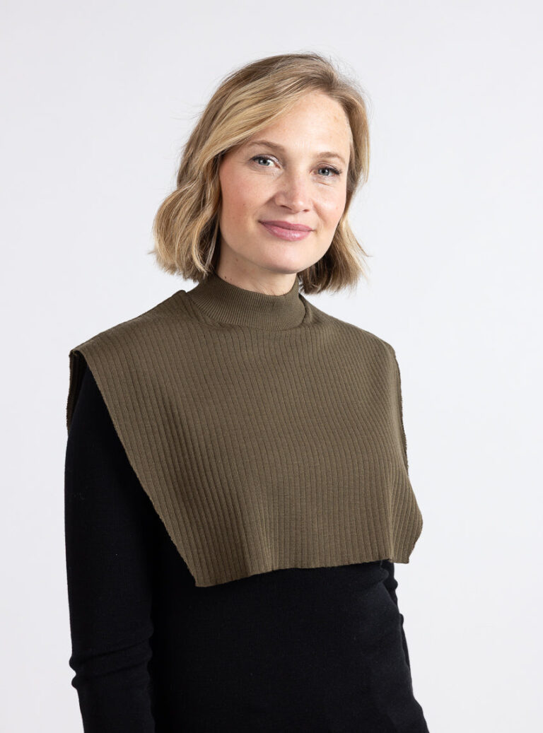 Maison Solfin - Col plastron mixte laine mérinos vert jonc – U