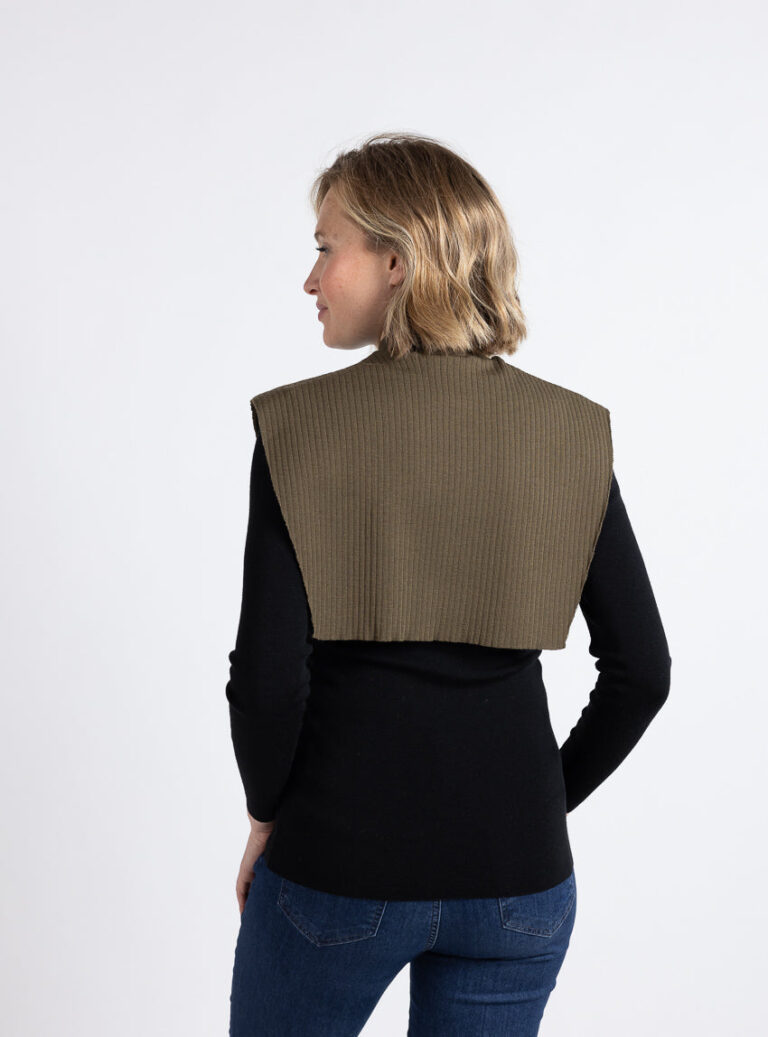 Maison Solfin - Col plastron mixte laine mérinos vert jonc – U