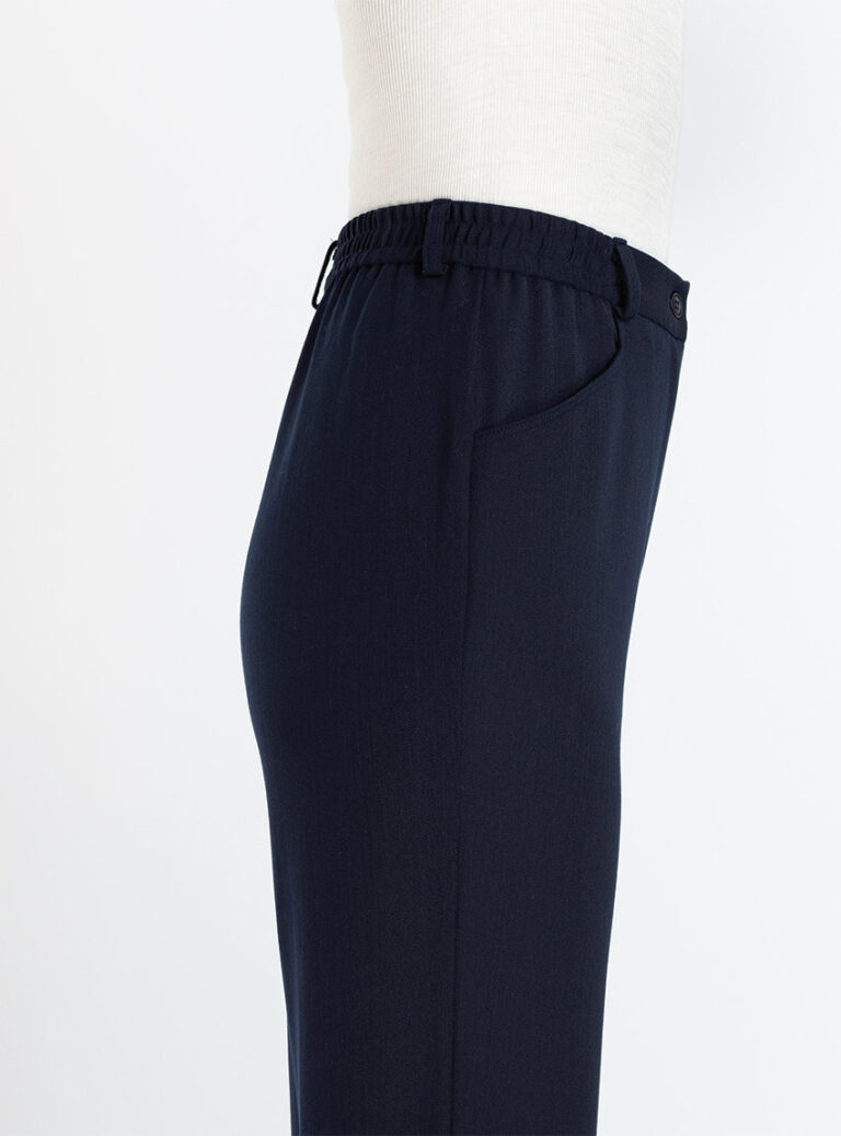 Maison-solfin - Pantalon femme en laine bleu marine – 52