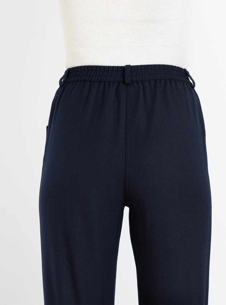 Maison-solfin - Pantalon femme en laine bleu marine – 52