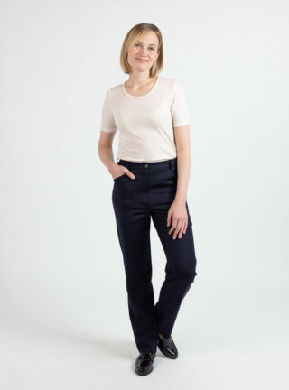 Pantalon femme en laine bleu marine par la marque MAISON SOLFIN MAISON SOLFIN - Pantalon femme en laine bleu marine