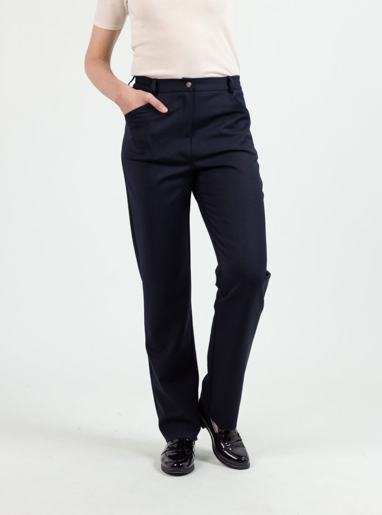 Maison-solfin - Pantalon femme en laine bleu marine – 52
