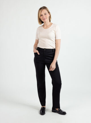 Pantalon femme en laine noir par la marque MAISON SOLFIN MAISON SOLFIN - Pantalon femme en laine noir