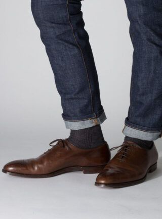 MAISON SOLFIN - Mi-chaussettes fines mixte laine mérinos gris