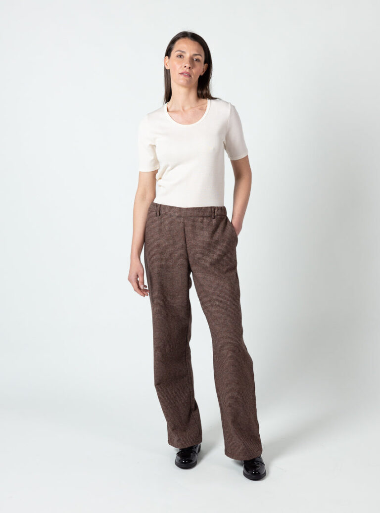 Maison Solfin - Pantalon large femme à carreaux marron – 50