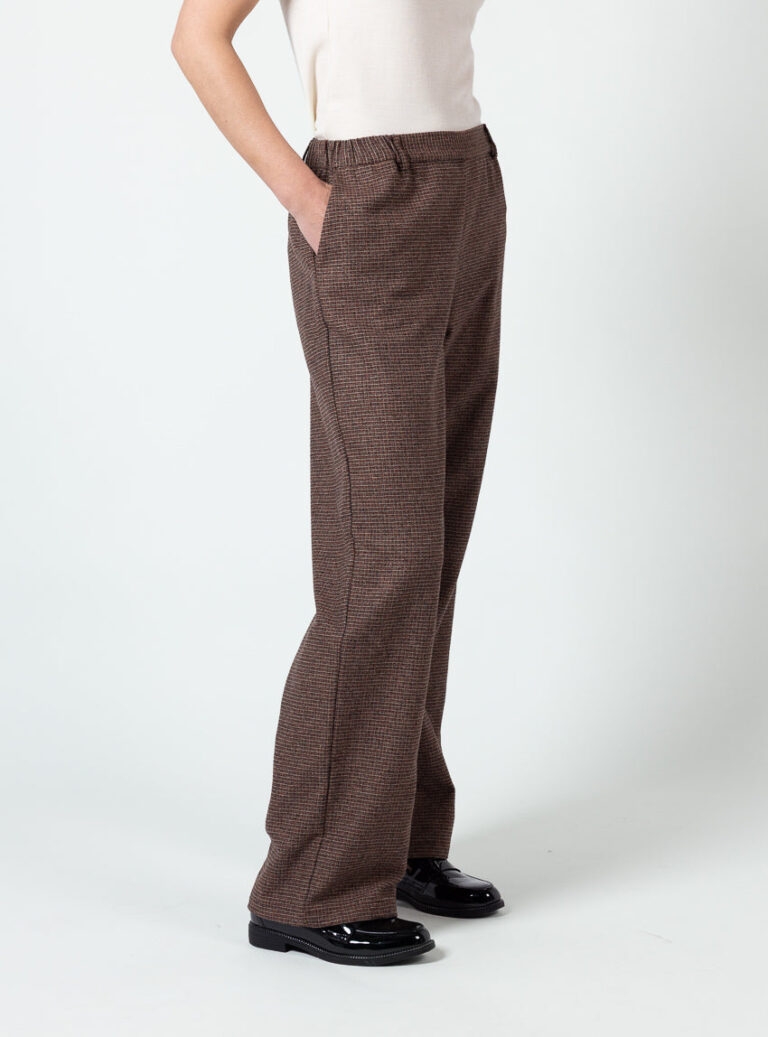 Maison Solfin - Pantalon large femme à carreaux marron – 50