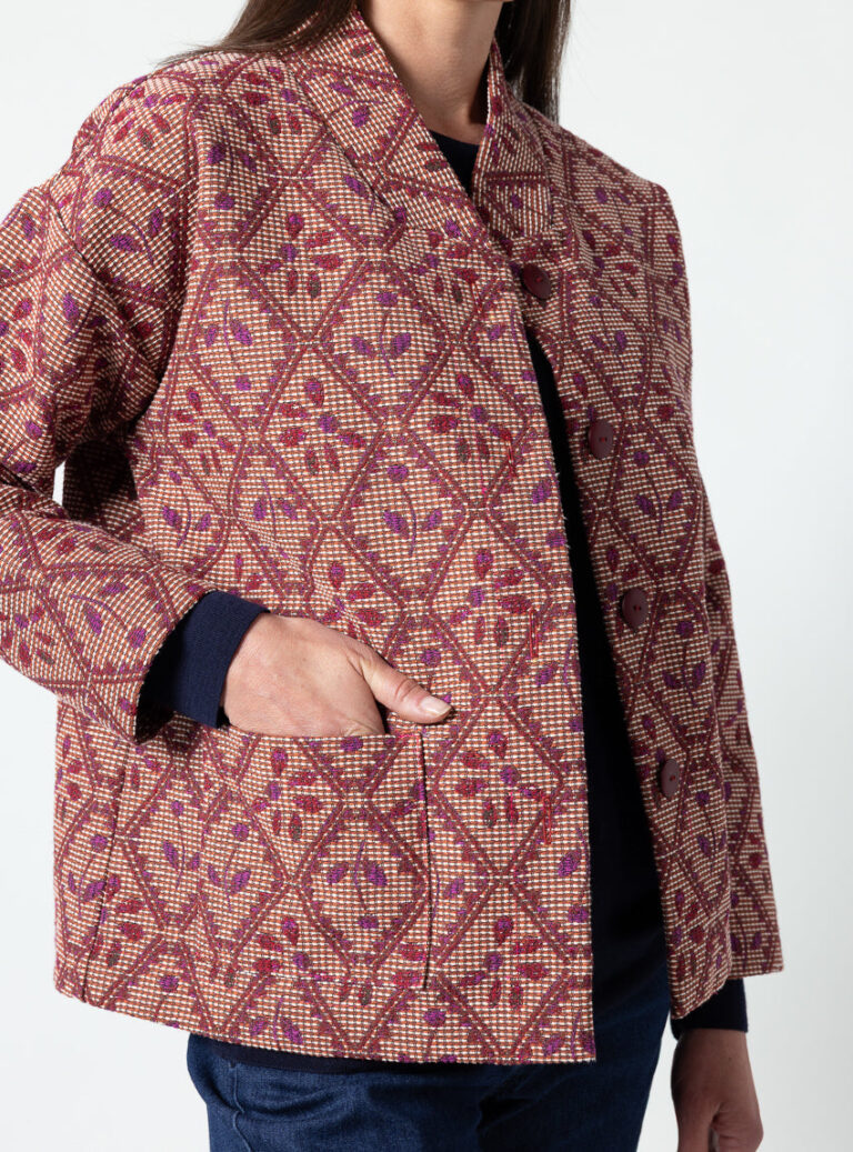 Maison Solfin - Veste jacquard femme rouge automne – 4