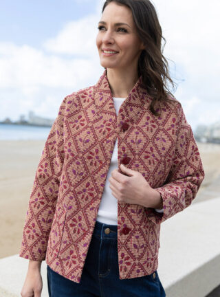 MAISON SOLFIN - Veste jacquard femme rouge automne