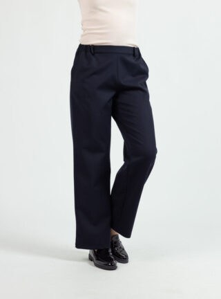 Pantalon large femme laine bleu marine par la marque MAISON SOLFIN MAISON SOLFIN - Pantalon large femme laine bleu marine