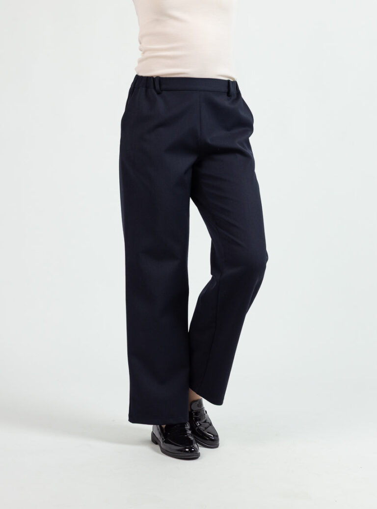 500015 bleu marine 5 Maison Solfin - Pantalon large femme laine bleu marine – 50
