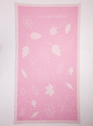 MAISON SOLFIN - Plaid bébé personnalisable motif sous-bois laine mérinos rose poudre