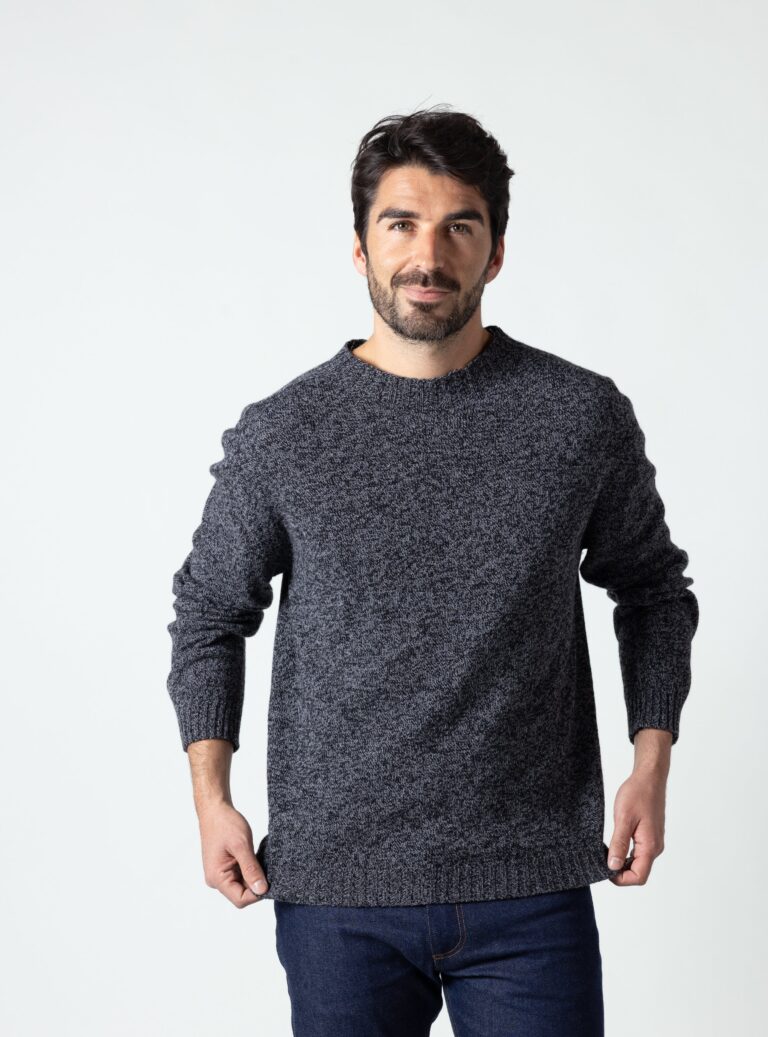 500025 gris mouline 7893 bleu brut 5 Maison Solfin - Pull homme en laine recyclée gris mouline – 6