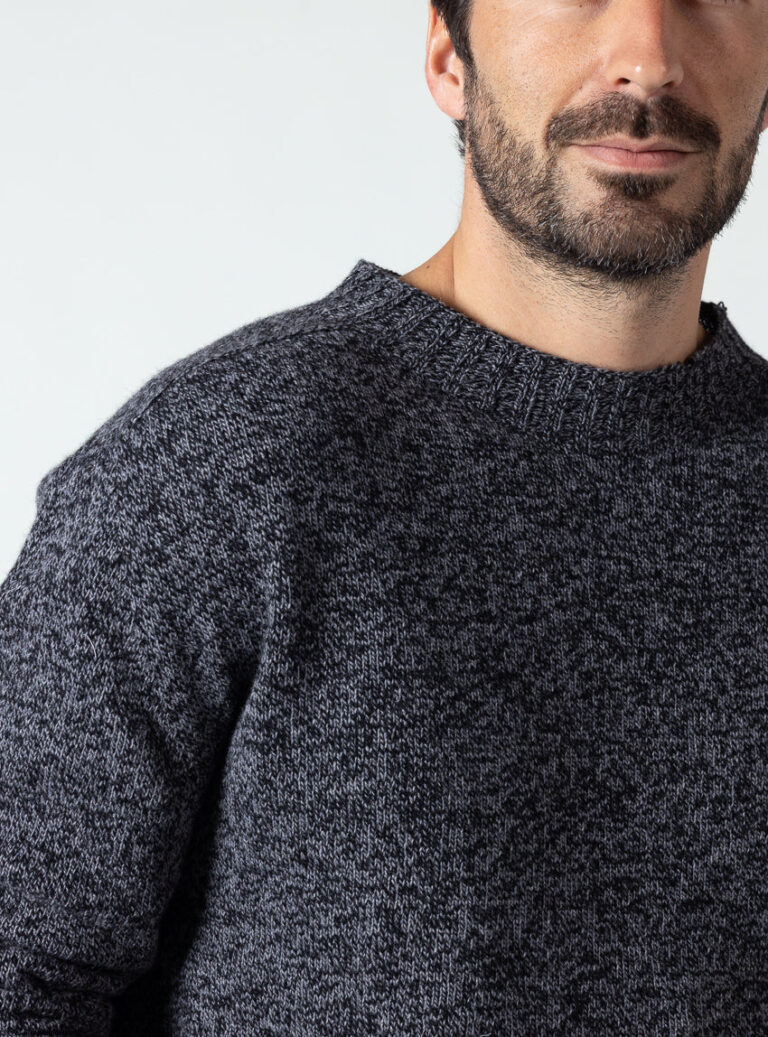 Maison Solfin - Pull homme en laine recyclée gris mouline – 6