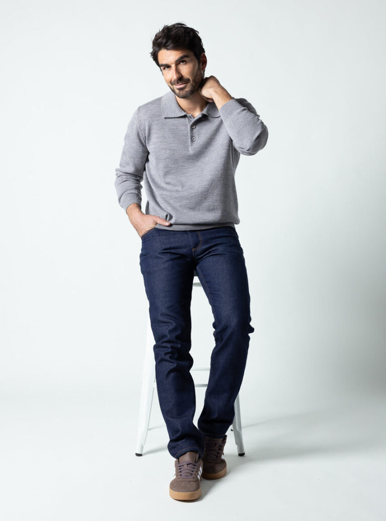 Maison Solfin - Pull col polo homme gris léger – 6