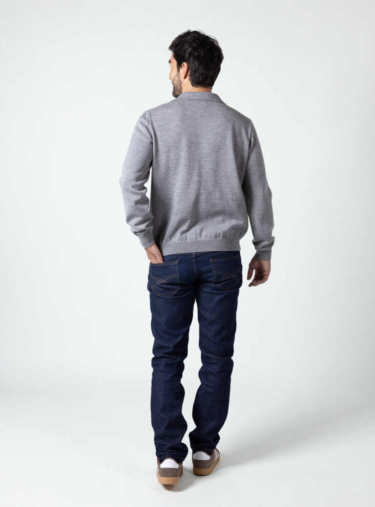Maison Solfin - Pull col polo homme gris léger – 6