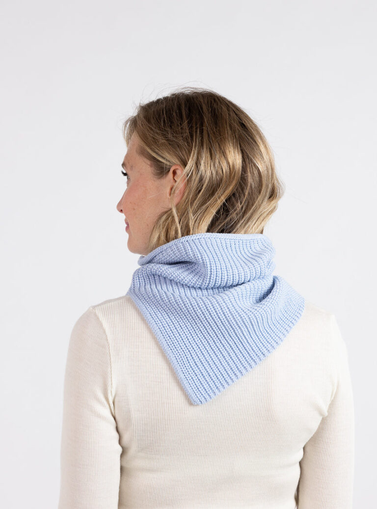 Maison Solfin - Tour de cou femme laine fine mérinos bleu ciel léger – U