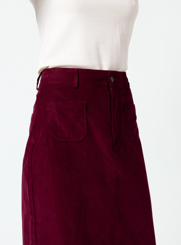 Maison Solfin - Jupe droite femme en velours rouge bourgogne – 48