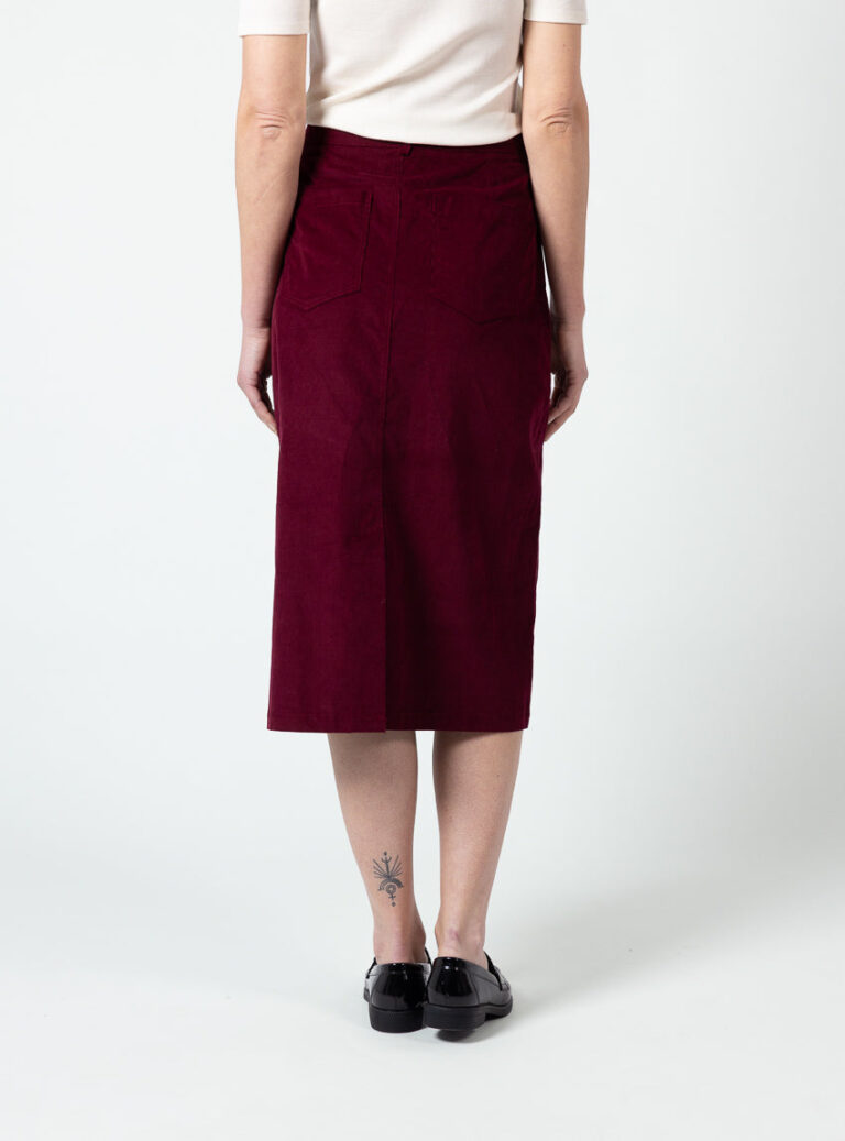 Maison Solfin - Jupe droite femme en velours rouge bourgogne – 48