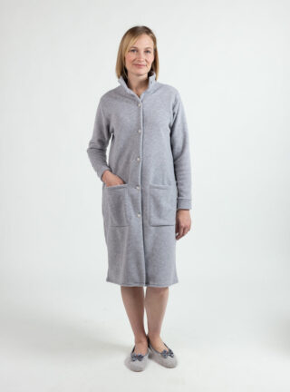 Robe de chambre femme gris chiné par la marque MAISON SOLFIN MAISON SOLFIN - Robe de chambre femme gris chiné