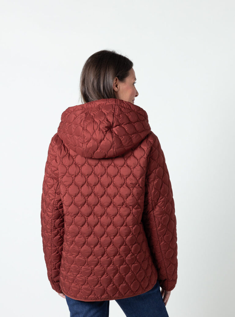 Maison Solfin - Veste femme matelassée rouge brun avec capuche – 50