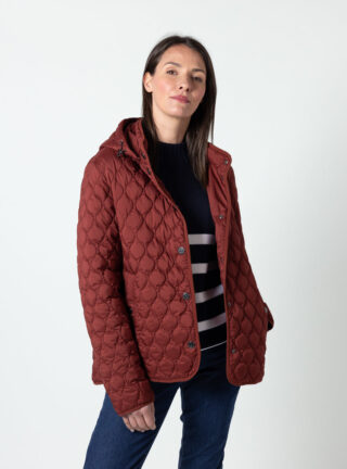MAISON SOLFIN - Veste femme matelassée rouge brun avec capuche