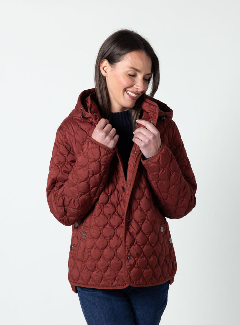 Maison Solfin - Veste femme matelassée rouge brun avec capuche – 50