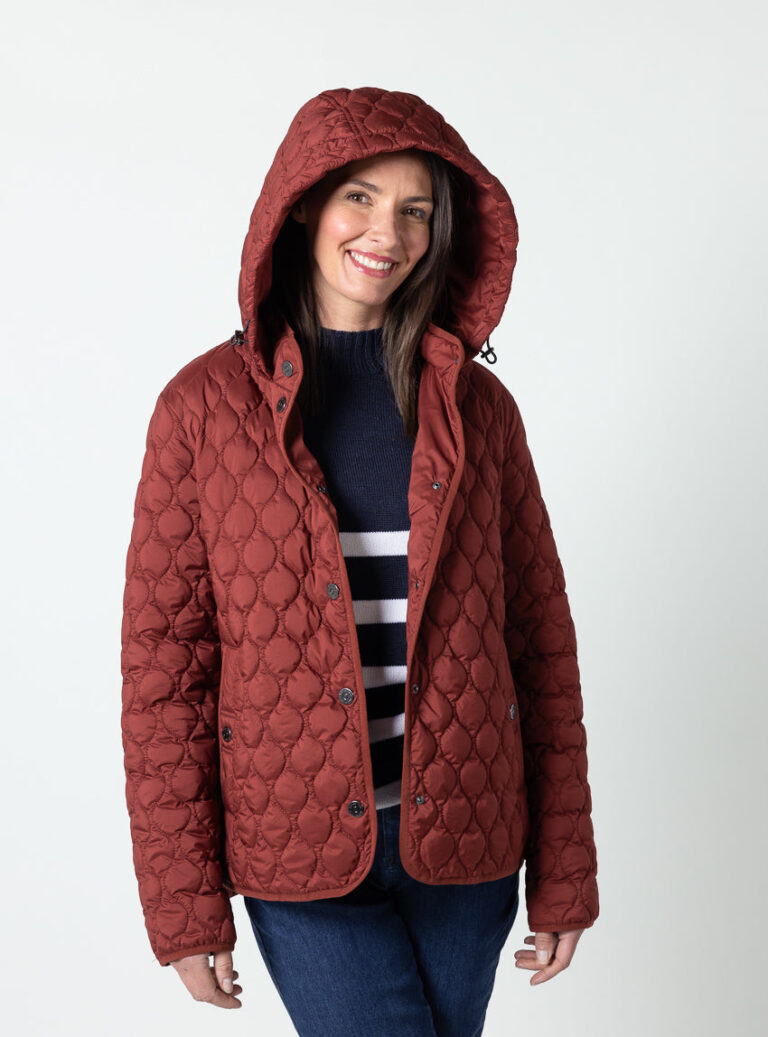 Maison Solfin - Veste femme matelassée rouge brun avec capuche – 50