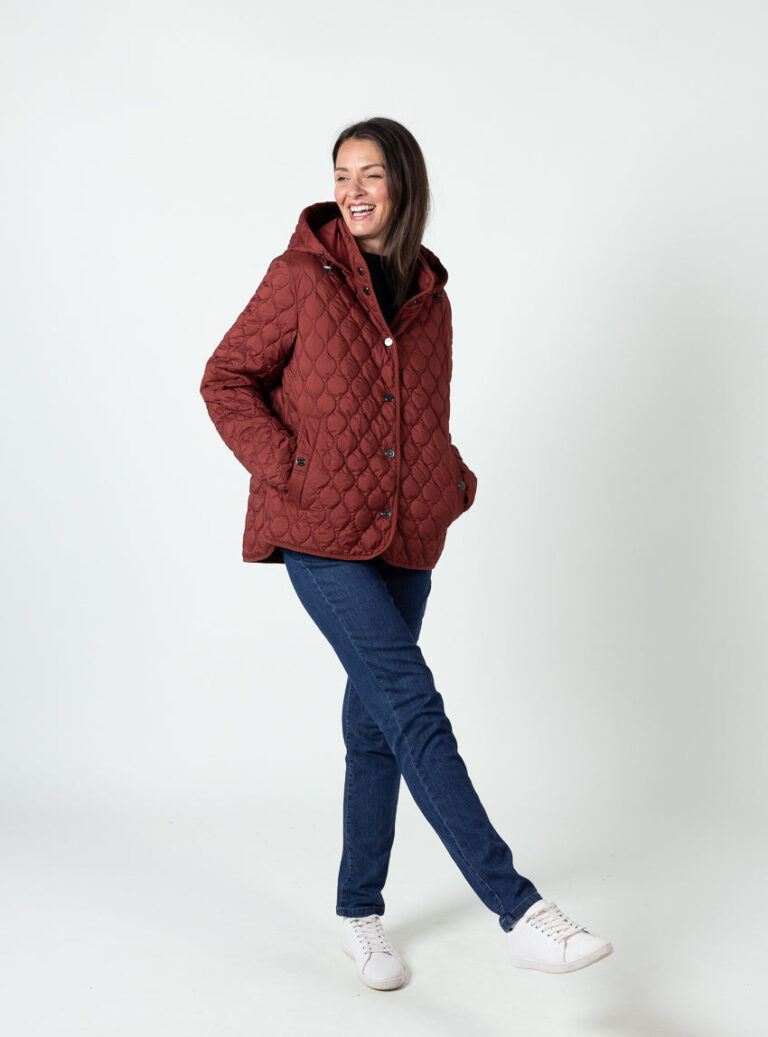 Maison Solfin - Veste femme matelassée rouge brun avec capuche – 50