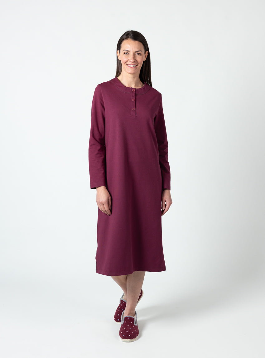 500046 rouge bordeaux 4991 rouge bordeaux 1 Maison Solfin - Chemise de nuit femme coton rouge bordeaux – 5