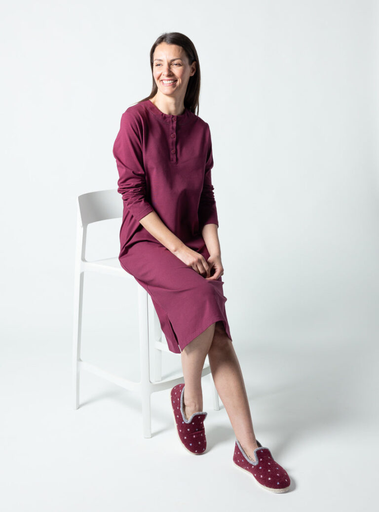 Maison Solfin - Charentaises femme laine rouge bordeaux – 41