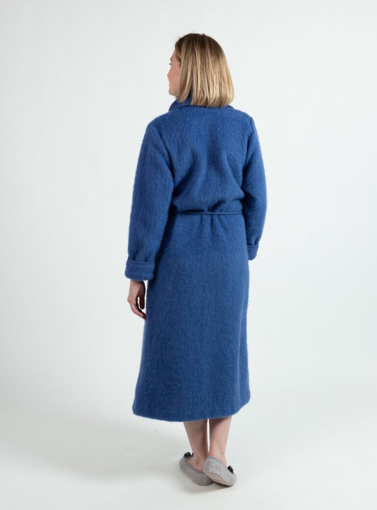 Maison Solfin - Robe de chambre femme en laine des pyrenees bleu océan – XL