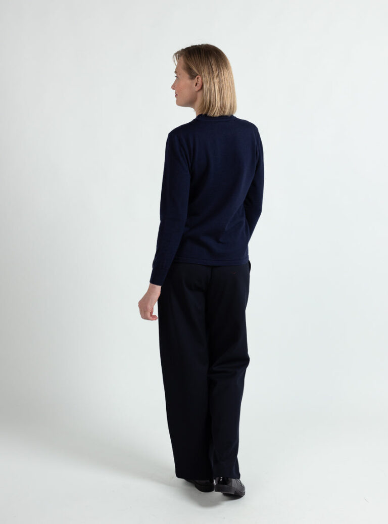 Maison Solfin - Pull femme col montant laine mérinos bleu marine – 52