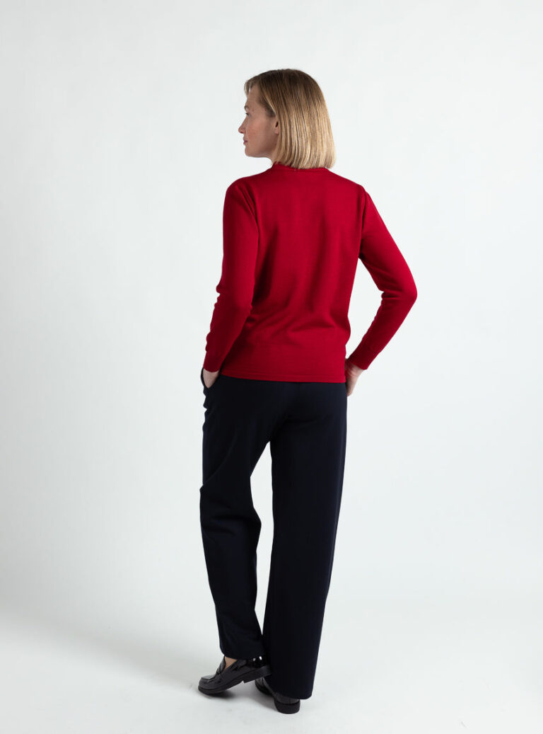 Maison Solfin - Pull femme col montant laine mérinos rouge foncé – 52
