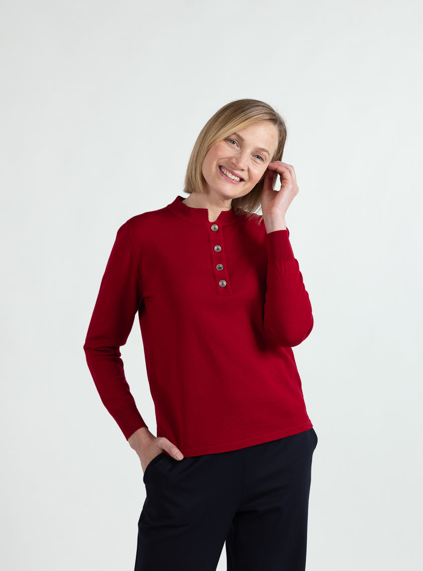 5153 rouge fonce 500015 bleu marine 6 Maison Solfin - Pull femme col montant laine mérinos rouge foncé – 52