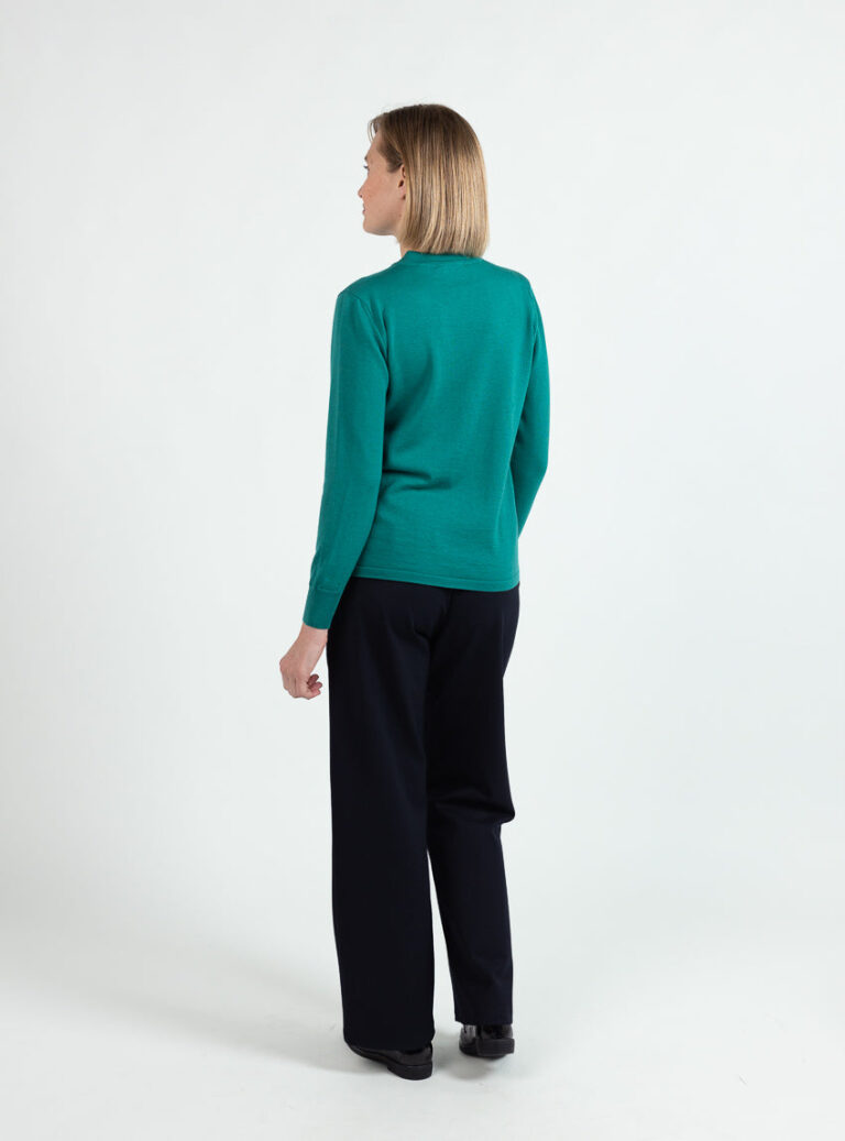 Maison Solfin - Pull femme col montant laine mérinos vert lumineux – 52