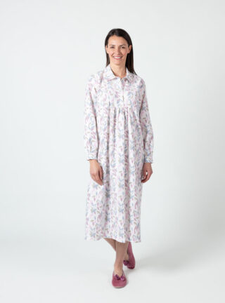 Chemise de nuit femme coton multicolore rose par la marque MAISON SOLFIN MAISON SOLFIN - Chemise de nuit femme coton multicolore rose