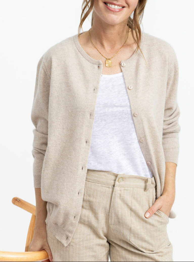 Maison Solfin - Cardigan femme en cachemire beige clair – 50