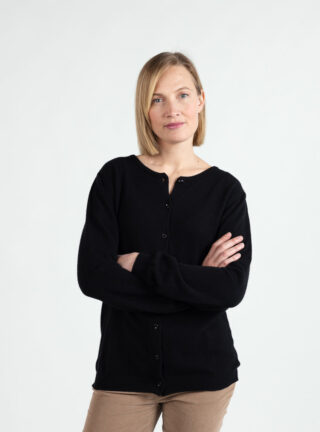Cardigan femme en cachemire noir par la marque MAISON SOLFIN MAISON SOLFIN - Cardigan femme en cachemire noir