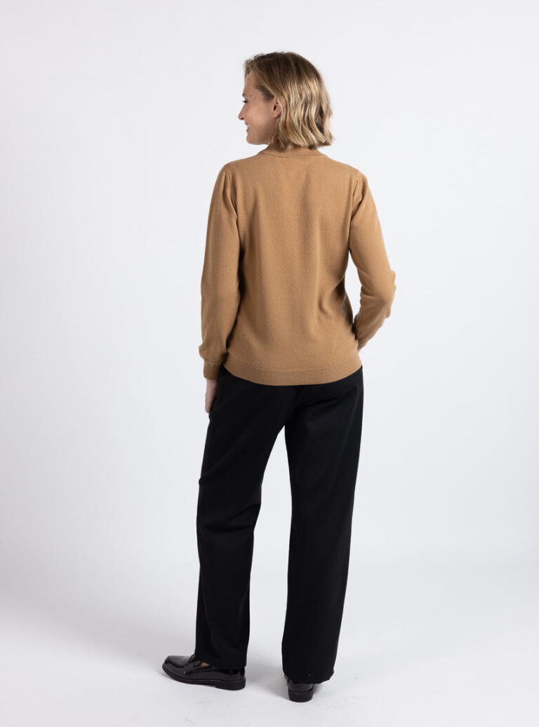 Maison Solfin - Pull femme col cheminée 100% cachemire beige cuivre – 50