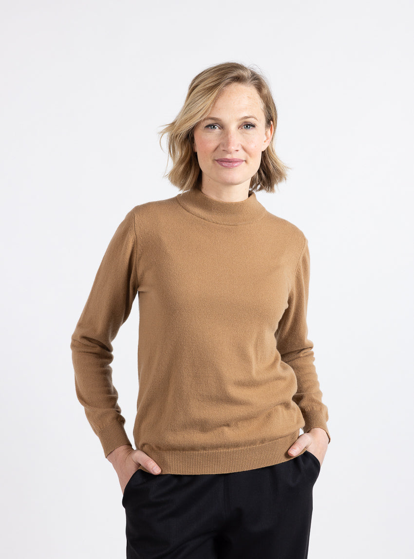 6422 beige cuivre 500015 noir 5 Maison Solfin - Pull femme col cheminée 100% cachemire beige cuivre – 50