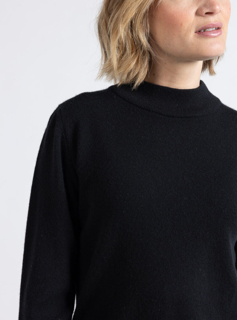 Maison Solfin - Pull femme col cheminée 100% cachemire noir – 50