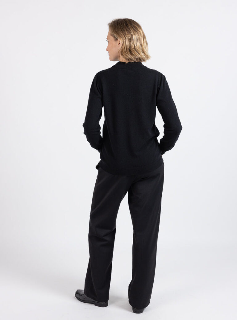 Maison Solfin - Pull femme col cheminée 100% cachemire noir – 50