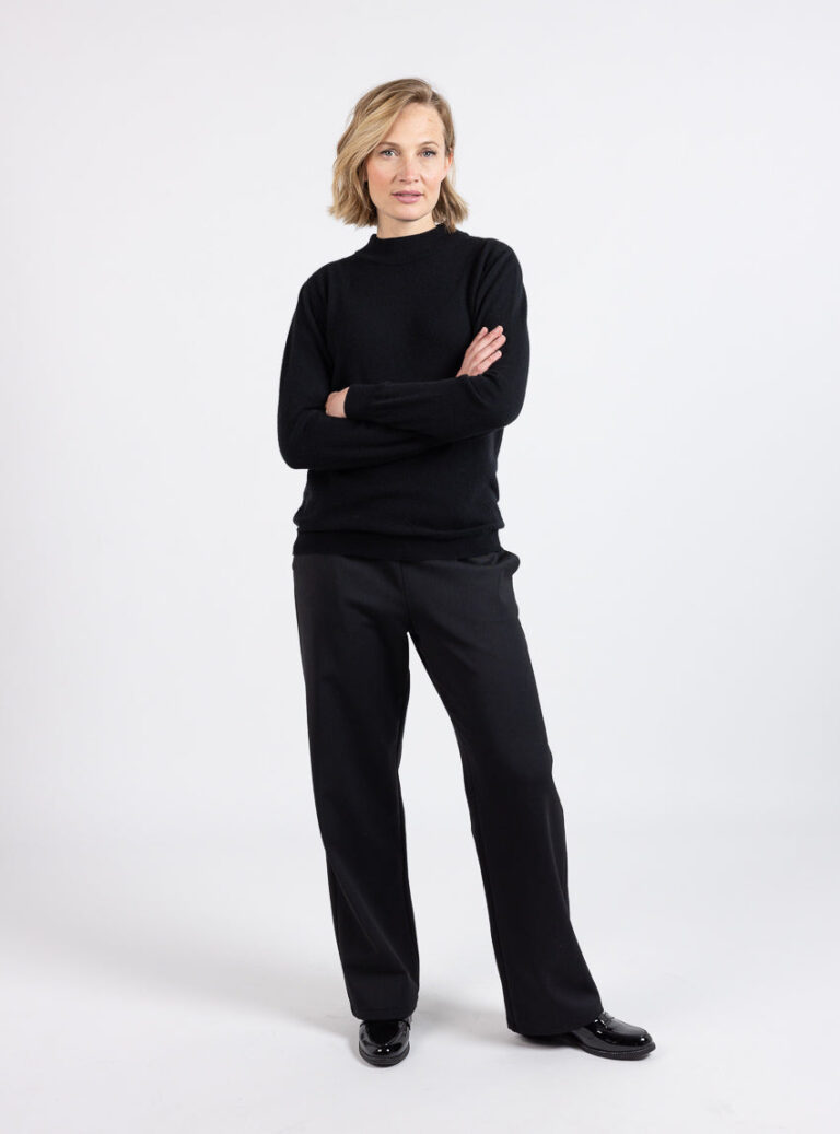 Maison Solfin - Pull femme col cheminée 100% cachemire noir – 50