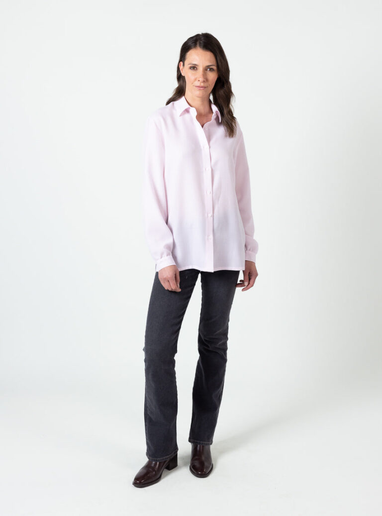 Maison Solfin - Chemisier femme en laine rose pastel – 52