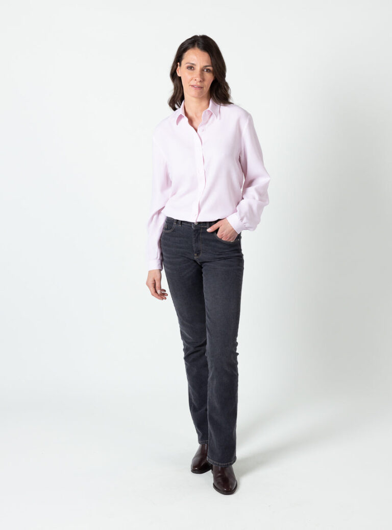Maison Solfin - Chemisier femme en laine rose pastel – 52