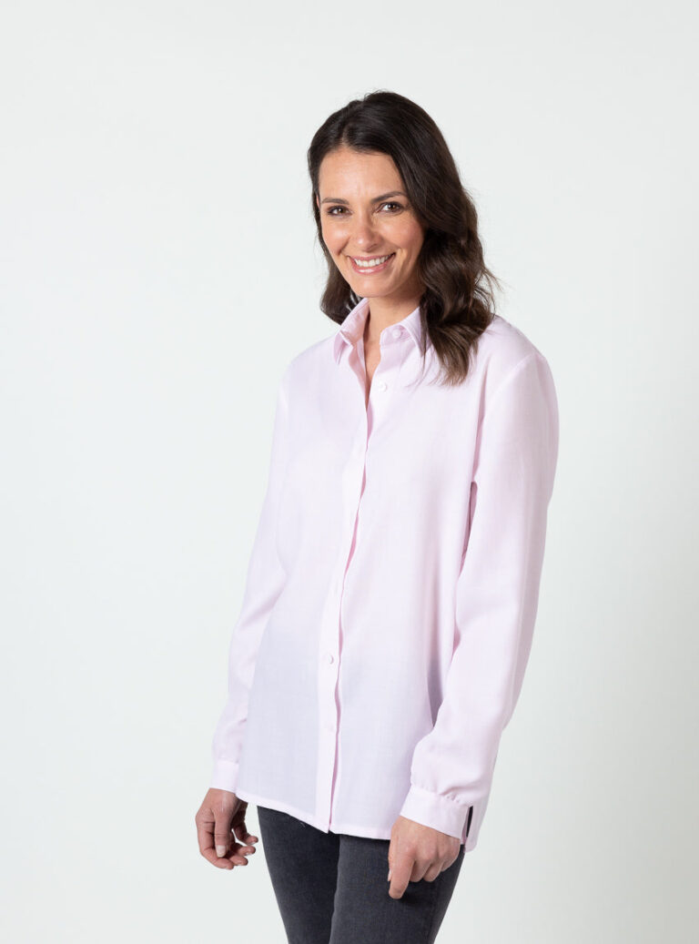 Maison Solfin - Chemisier femme en laine rose pastel – 52